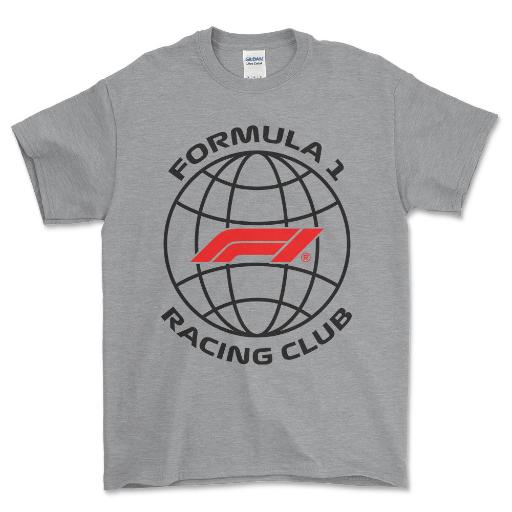 Formula 1 Racing Club - Unisex T-Shirt , Bomuld-Beklædning-Formula 1-Grå Sport-S-Forside-Garage Culture Shop- garage - man cave - merchandise