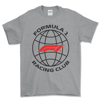 Formula 1 Racing Club - Unisex T-Shirt , Bomuld-Beklædning-Formula 1-Grå Sport-S-Forside-Garage Culture Shop- garage - man cave - merchandise