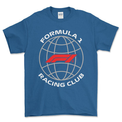 Formula 1 Racing Club - Unisex T-Shirt , Bomuld-Beklædning-Formula 1-Blå Royal-S-Forside-Garage Culture Shop- garage - man cave - merchandise
