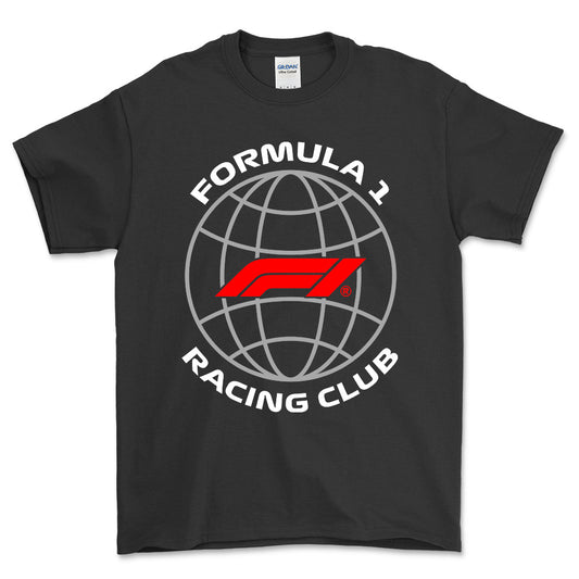Formula 1 Racing Club - Unisex T-Shirt , Bomuld-Beklædning-Formula 1-Sort-S-Forside-Garage Culture Shop- garage - man cave - merchandise