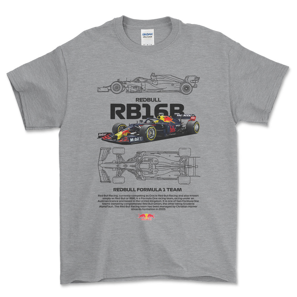 Formula 1 Red Bull - Unisex T-Shirt , Bomuld-Beklædning-Formula 1-Grå Sport-S-Forside-Garage Culture Shop- garage - man cave - merchandise