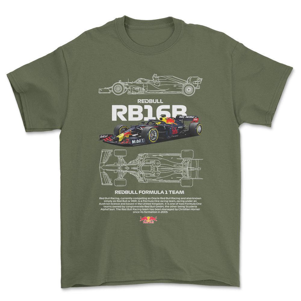 Formula 1 Red Bull - Unisex T-Shirt , Bomuld-Beklædning-Formula 1-Grøn Militær-S-Forside-Garage Culture Shop- garage - man cave - merchandise