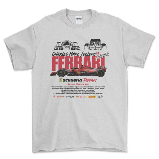 Formula 1 Scuderia Ferrari Charles Marc Leclerc - Unisex T-Shirt , Bomuld-Beklædning-Formula 1-Hvid-S-Forside-Garage Culture Shop- garage - man cave - merchandise