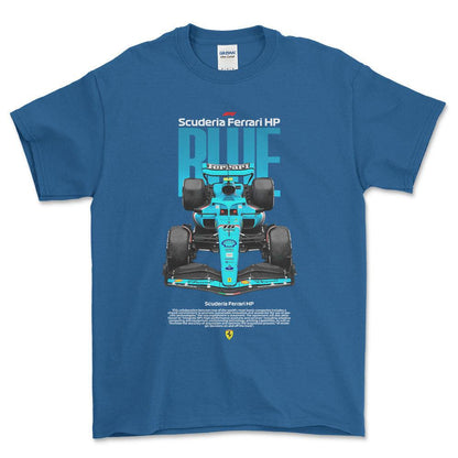 Formula 1 Scuderia Ferrari - Unisex T-Shirt , Bomuld-Beklædning-Formula 1-Blå Royal-S-Forside-Garage Culture Shop- garage - man cave - merchandise