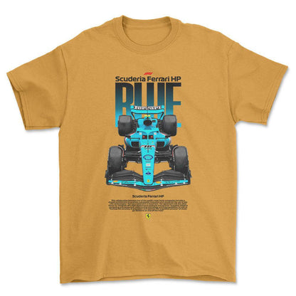 Formula 1 Scuderia Ferrari - Unisex T-Shirt , Bomuld-Beklædning-Formula 1-Guld-S-Forside-Garage Culture Shop- garage - man cave - merchandise