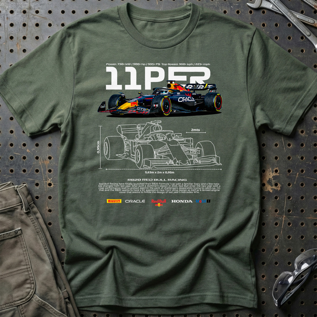 
Formula 1 Sergio Perez T-Shirt – Grøn Militær