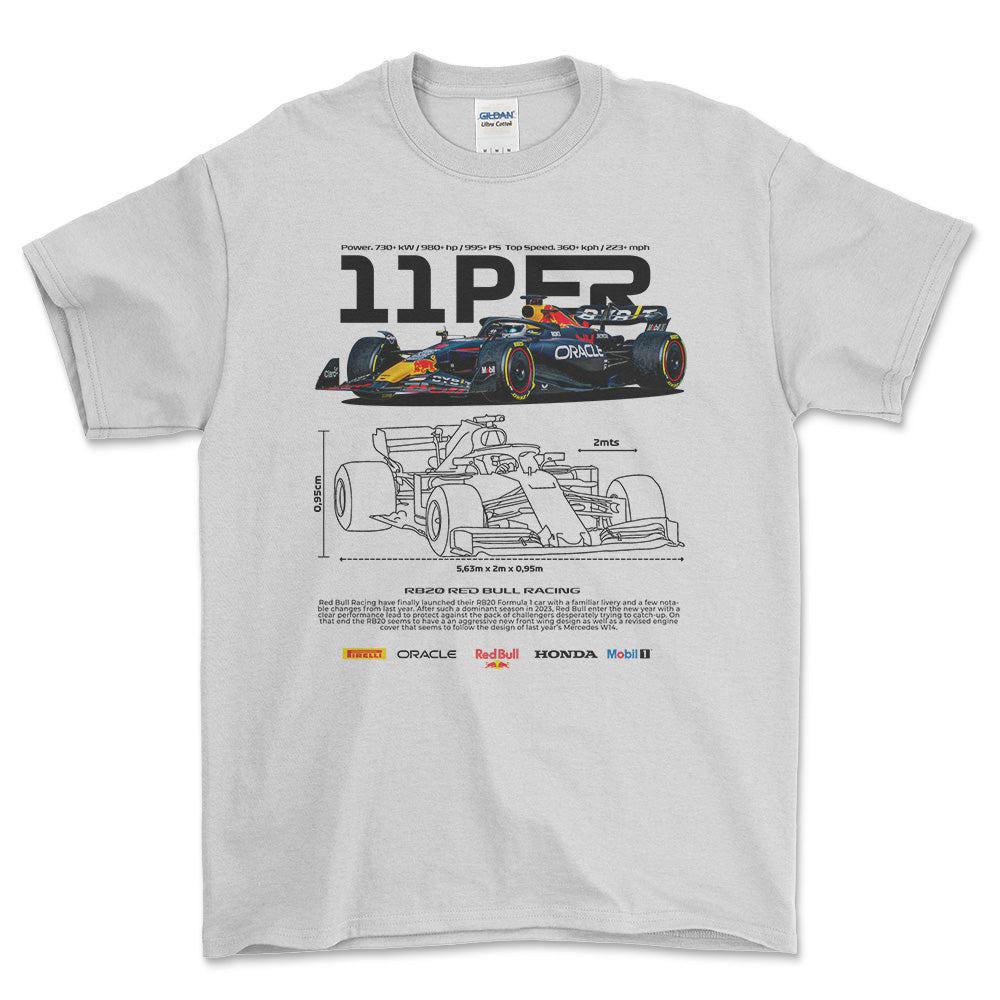Formula 1 Sergio Perez - Unisex T-Shirt , Bomuld-Beklædning-Formula 1-Hvid-S-Forside-Garage Culture Shop- garage - man cave - merchandise