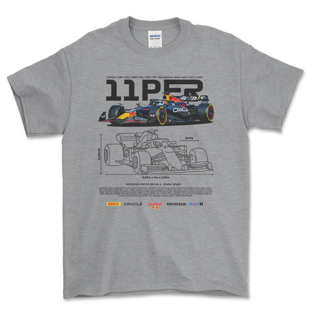 Formula 1 Sergio Perez - Unisex T-Shirt , Bomuld-Beklædning-Formula 1-Grå Sport-S-Forside-Garage Culture Shop- garage - man cave - merchandise