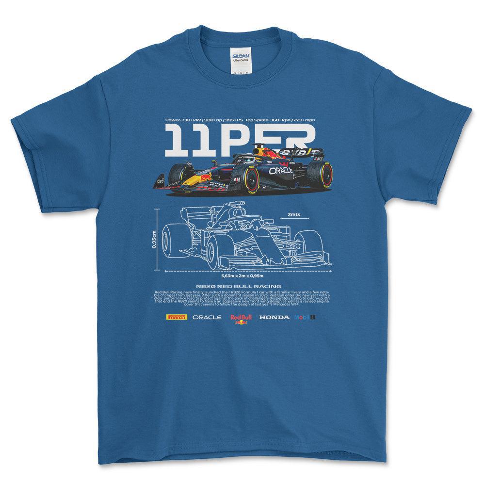 Formula 1 Sergio Perez - Unisex T-Shirt , Bomuld-Beklædning-Formula 1-Blå Royal-S-Forside-Garage Culture Shop- garage - man cave - merchandise