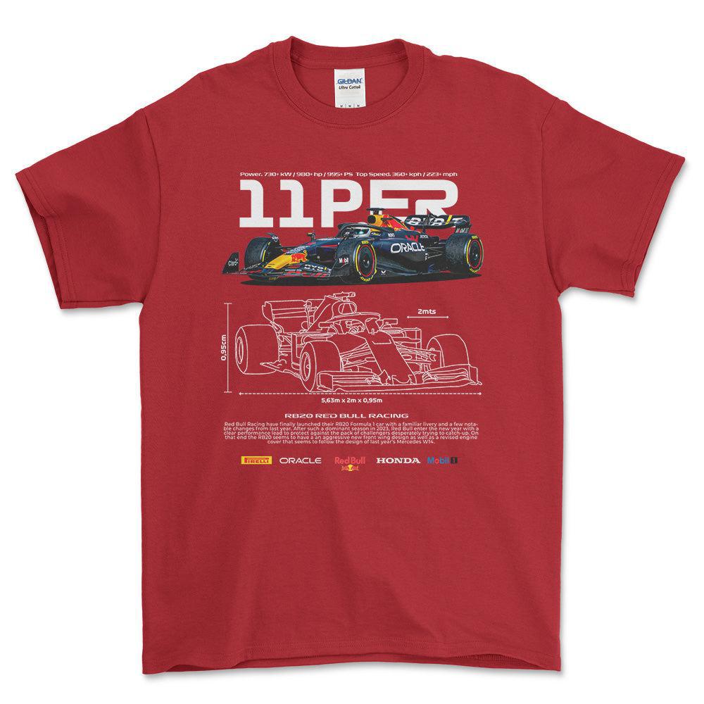 Formula 1 Sergio Perez - Unisex T-Shirt , Bomuld-Beklædning-Formula 1-Rød-S-Forside-Garage Culture Shop- garage - man cave - merchandise