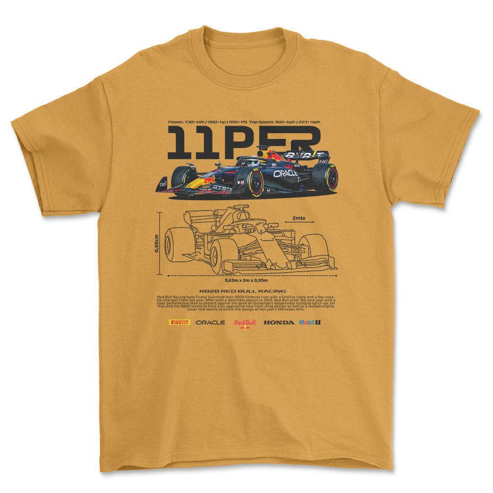 Formula 1 Sergio Perez - Unisex T-Shirt , Bomuld-Beklædning-Formula 1-Guld-S-Forside-Garage Culture Shop- garage - man cave - merchandise