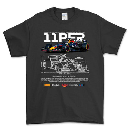 Formula 1 Sergio Perez - Unisex T-Shirt , Bomuld-Beklædning-Formula 1-Sort-S-Forside-Garage Culture Shop- garage - man cave - merchandise
