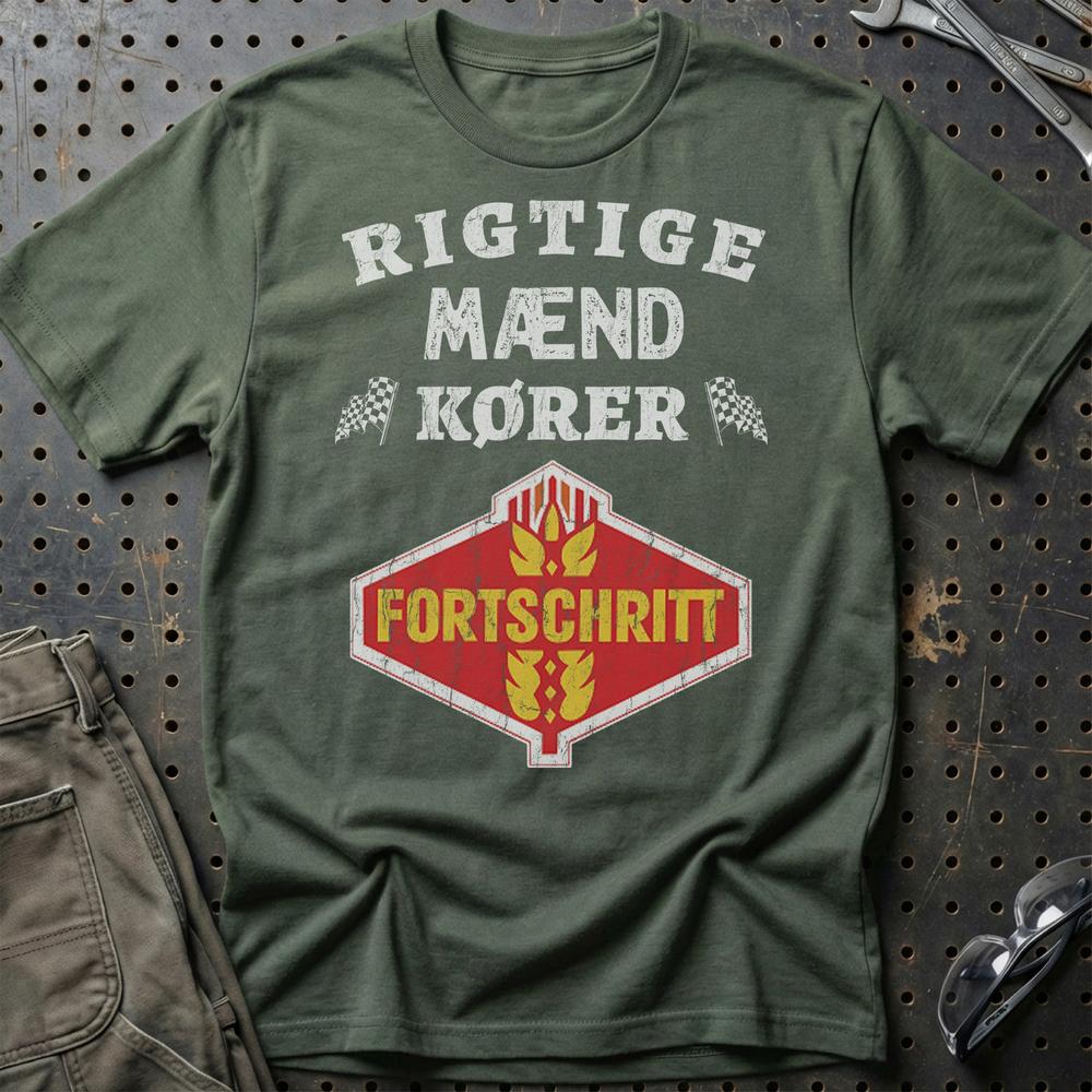 Fortschirt Rigtige Mænd Kører T-Shirt-Beklædning-Fortschritt-Grøn Militær-S-Garage Culture Shop- garage - man cave - merchandise