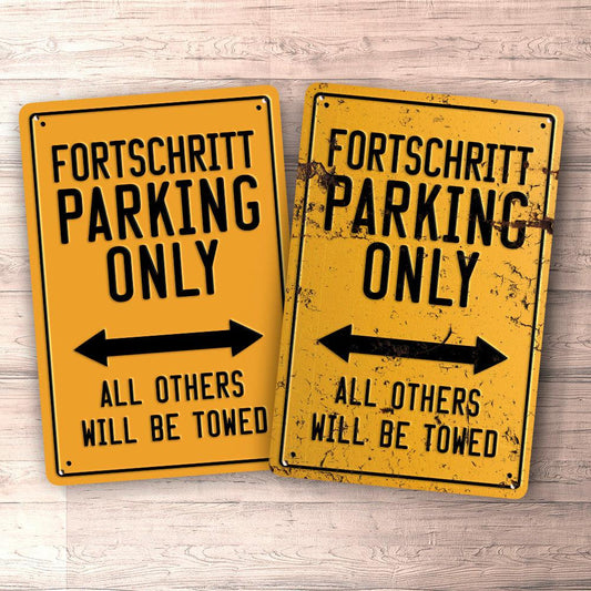 Fortschritt Parking Only Skilte, Musemåtte, Dørmåtte , Plakat-Parking skilte-Fortschritt-Garage Culture Shop- garage - man cave - merchandise