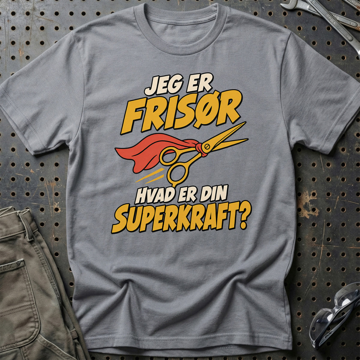
Frisør – Hvad er din superkraft? – Unisex T-Shirt – Grå Sport