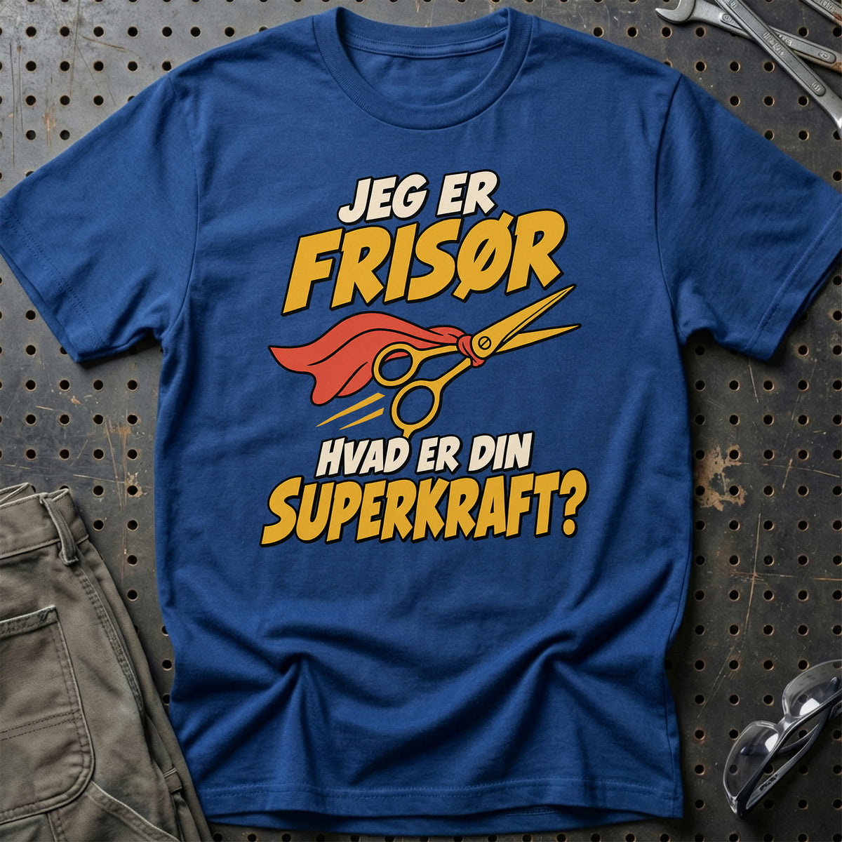 
Frisør – Hvad er din superkraft? – Unisex T-Shirt – Blå Royal