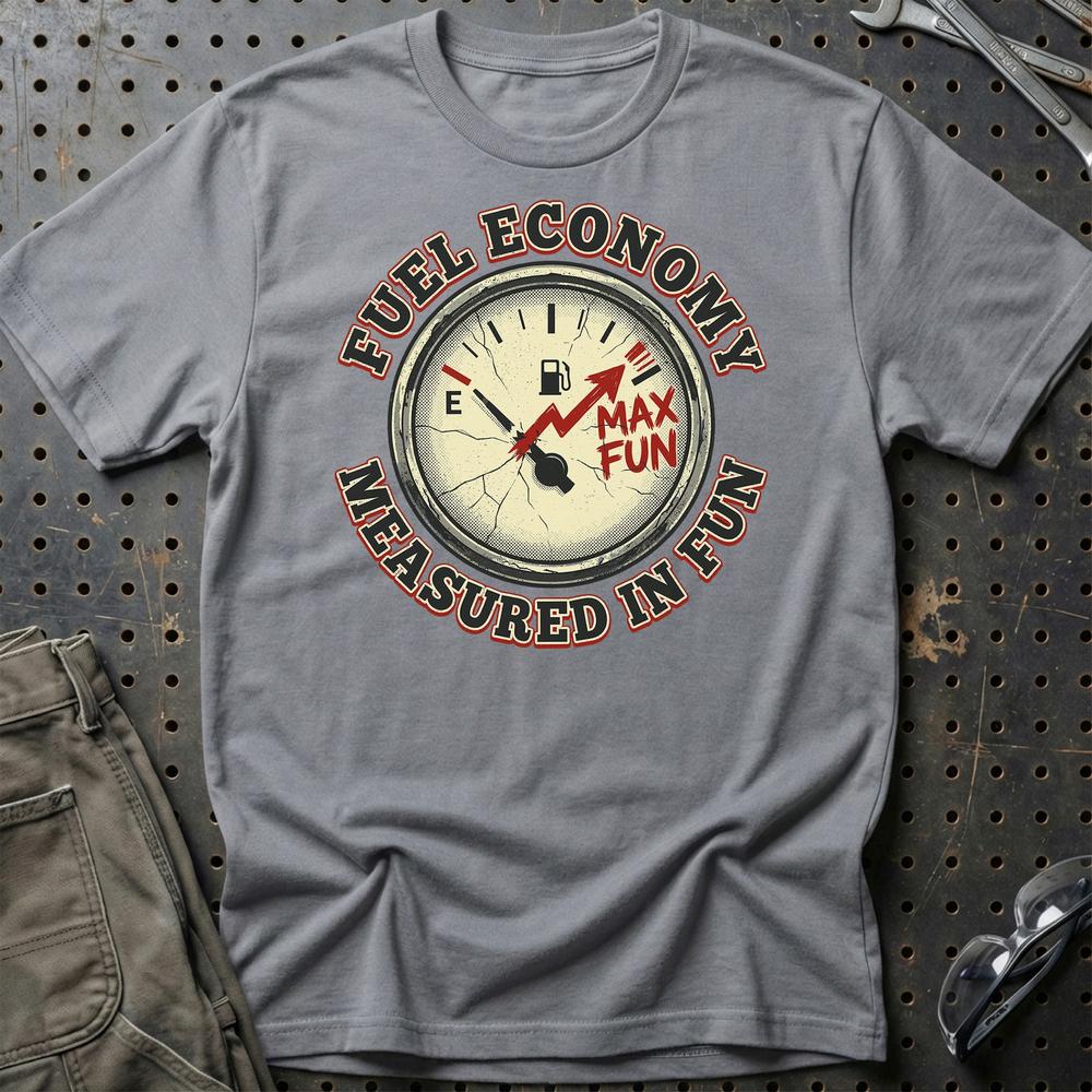 Fuel Economy Measured in Fun Car Enthusiast - Unisex T-Shirt , Bomuld-Beklædning-Garage Culture-Grå Sport-S-Garage Culture Shop- garage - man cave - merchandise