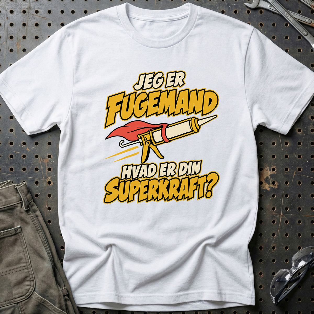 
Fugemand – Hvad er din superkraft? – Unisex T-Shirt – Hvid