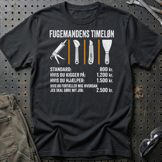 Fugemandens Timeløn - Unisex T-Shirt , Bomuld-Beklædning-Garage Culture-Sort-S-Garage Culture Shop- garage - man cave - merchandise