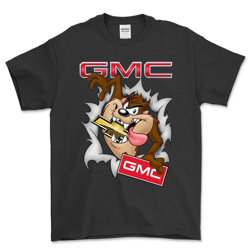 GMC Eating Chevy TAZ T-Shirt-Beklædning-GMC-Sort-S-Garage Culture Shop- garage - man cave - merchandise