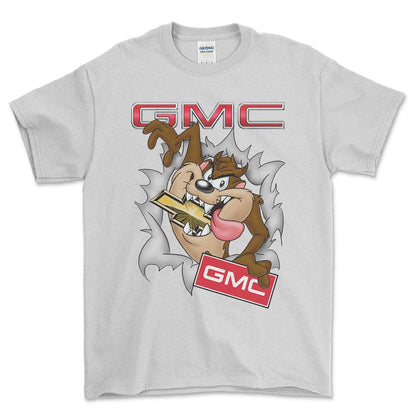 GMC Eating Chevy TAZ Unisex T-Shirt , Bomuld-Beklædning-GMC-Hvid-S-Forside-Garage Culture Shop- garage - man cave - merchandise