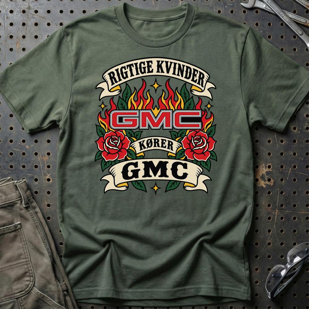 
Produktbillede af GMC Rigtige Kvinder Kører – Roser og Flammer T-Shirt