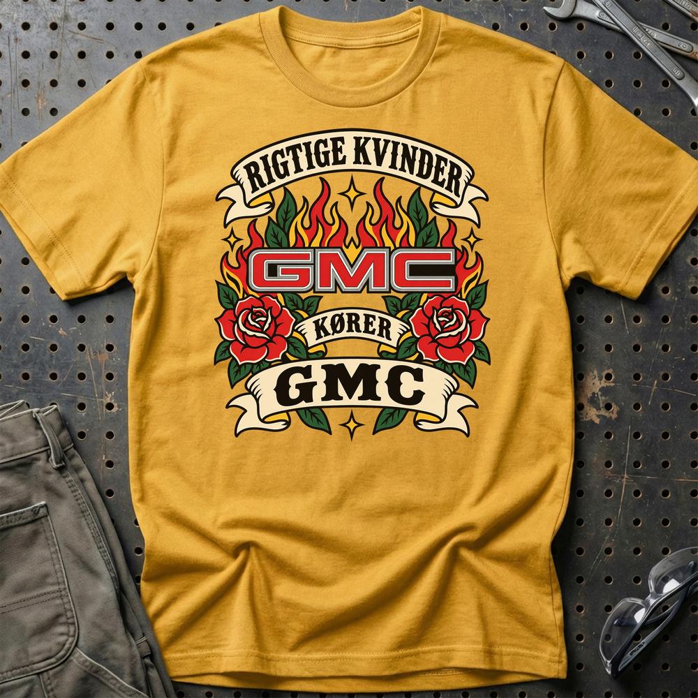 
Produktbillede af GMC Rigtige Kvinder Kører – Roser og Flammer T-Shirt