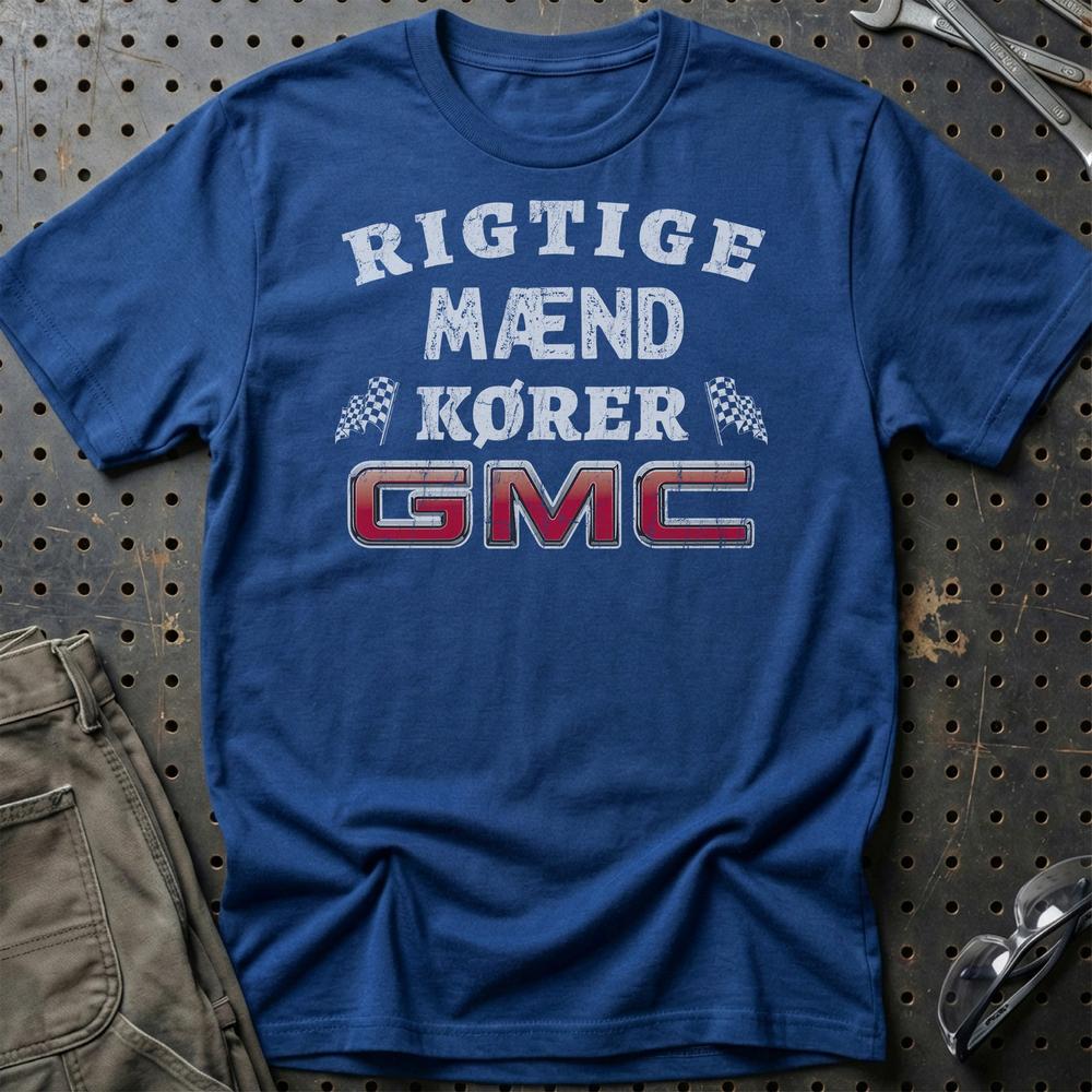 GMC Rigtige Mænd Kører - Unisex T-Shirt , Bomuld-Beklædning-GMC-Blå Royal-S-Garage Culture Shop- garage - man cave - merchandise