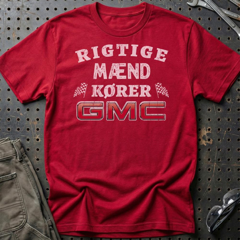 GMC Rigtige Mænd Kører - Unisex T-Shirt , Bomuld-Beklædning-GMC-Rød-S-Garage Culture Shop- garage - man cave - merchandise