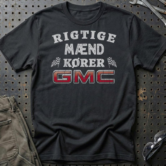 GMC Rigtige Mænd Kører - Unisex T-Shirt , Bomuld-Beklædning-GMC-Sort-S-Garage Culture Shop- garage - man cave - merchandise