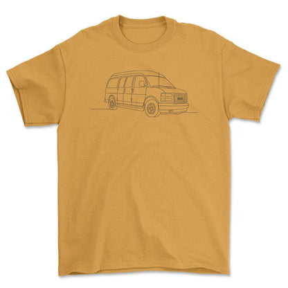 GMC Savana - One Line Style Unisex T-Shirt-Beklædning-GMC-Guld-S-Forside-Garage Culture Shop- garage - man cave - merchandise