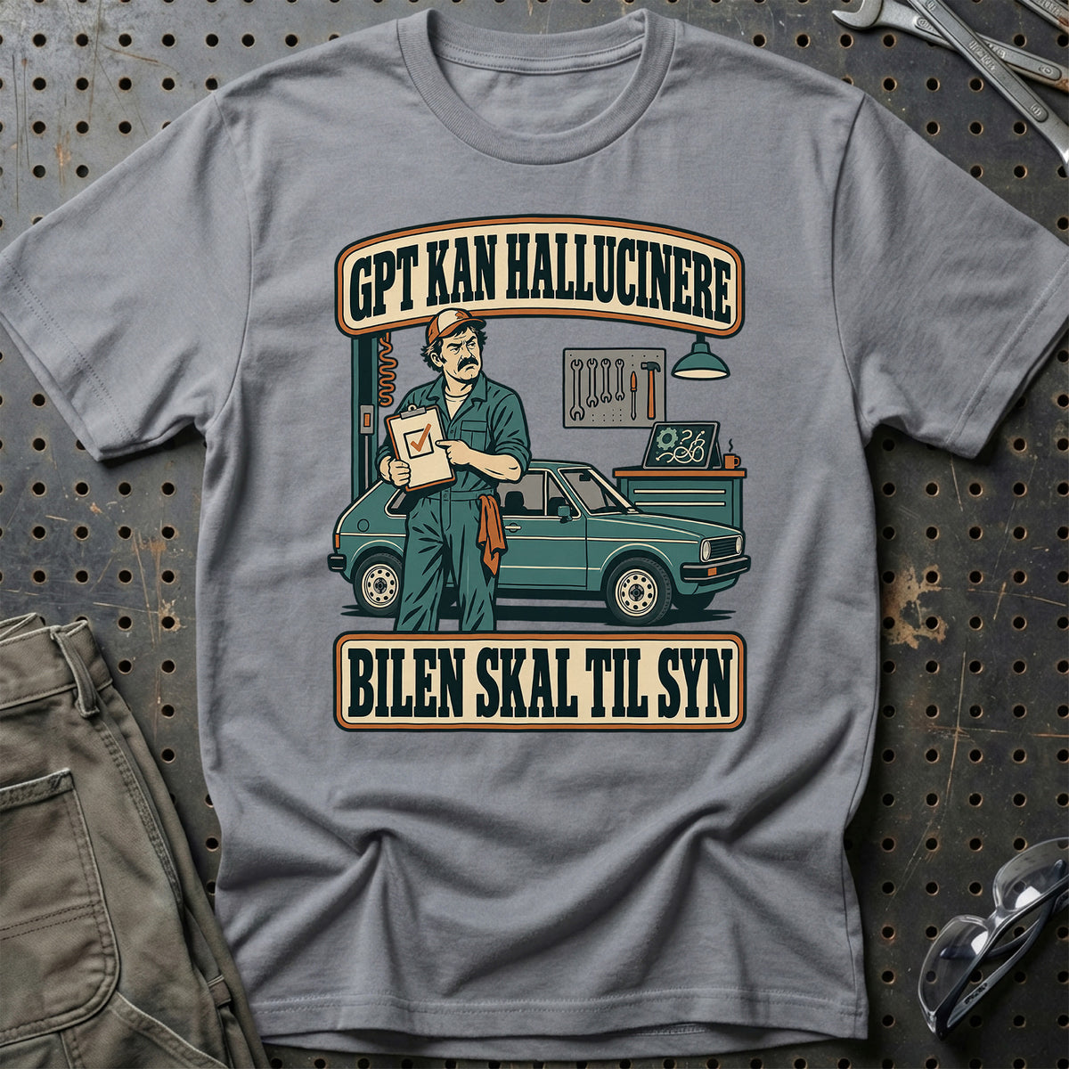 
GPT kan hallucinere – Bilen skal til syn T-Shirt – Grå Sport