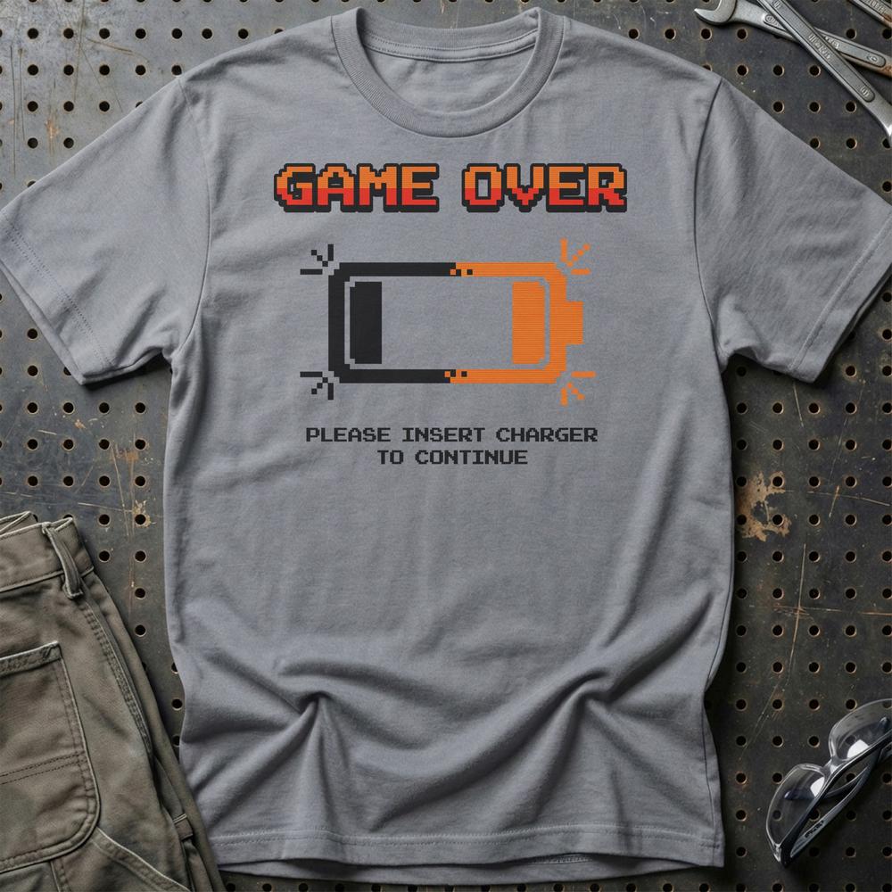 
Produktbillede af Game Over Please Insert Charger To Continue T-Shirt