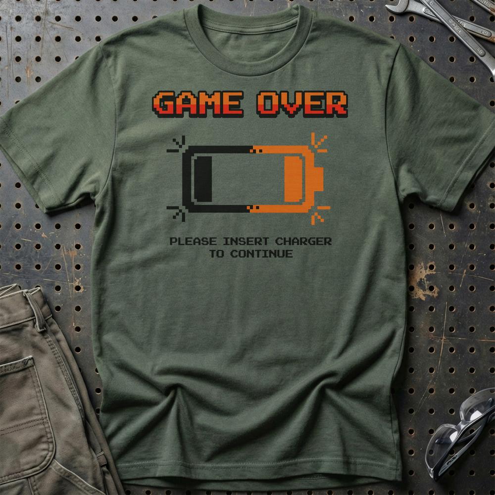 
Produktbillede af Game Over Please Insert Charger To Continue T-Shirt