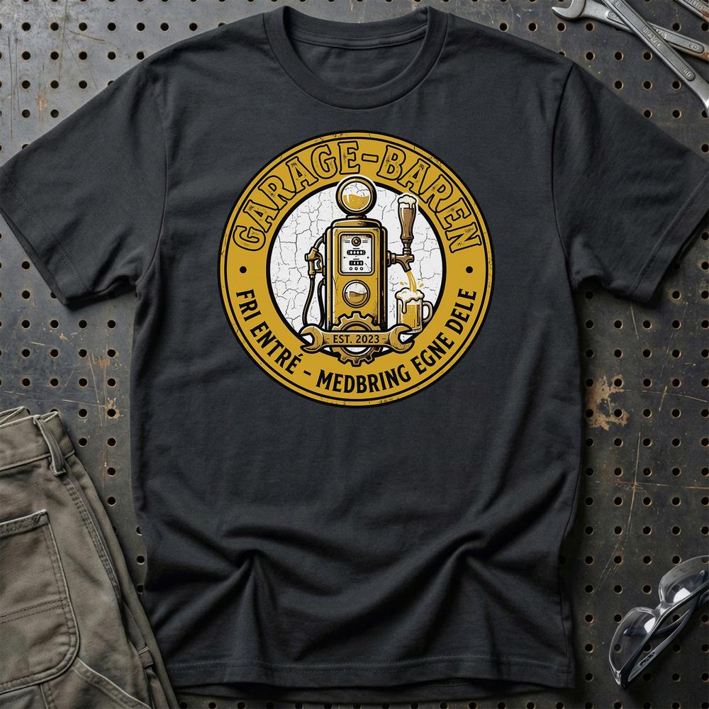 Garage Baren Fri Entré Medbring Egne Dele T-Shirt-Beklædning-Garage Culture-Sort-S-Garage Culture Shop- garage - man cave - merchandise