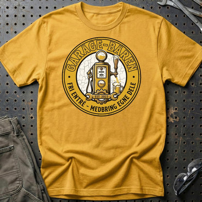 Garage Baren Fri Entré Medbring Egne Dele - Unisex T-Shirt , Bomuld-Beklædning-Garage Culture-Guld-S-Garage Culture Shop- garage - man cave - merchandise