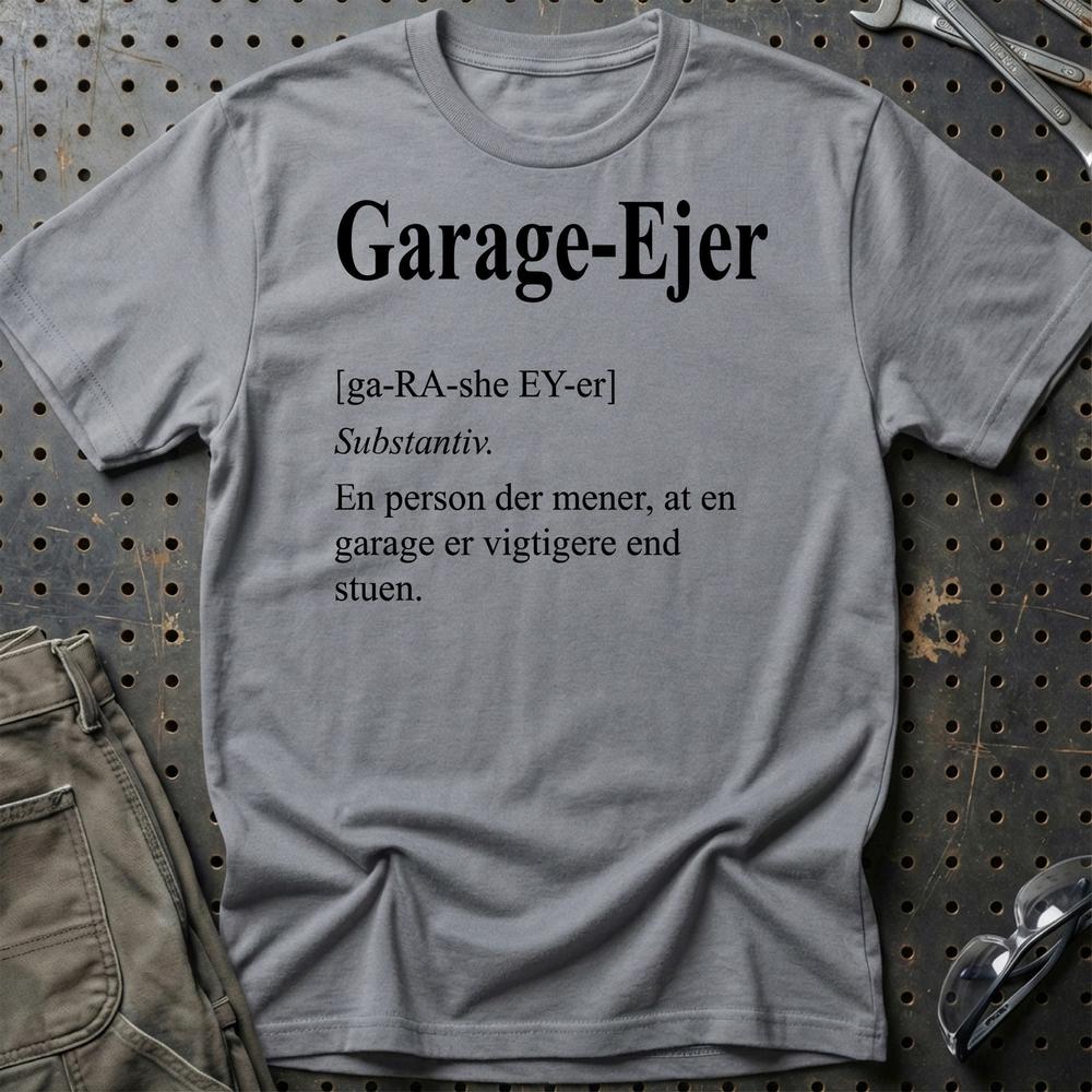 Garage-Ejer – Dansk Garage Livsstil - Unisex T-Shirt , Bomuld-Beklædning-Garage Culture-Grå Sport-S-Garage Culture Shop- garage - man cave - merchandise