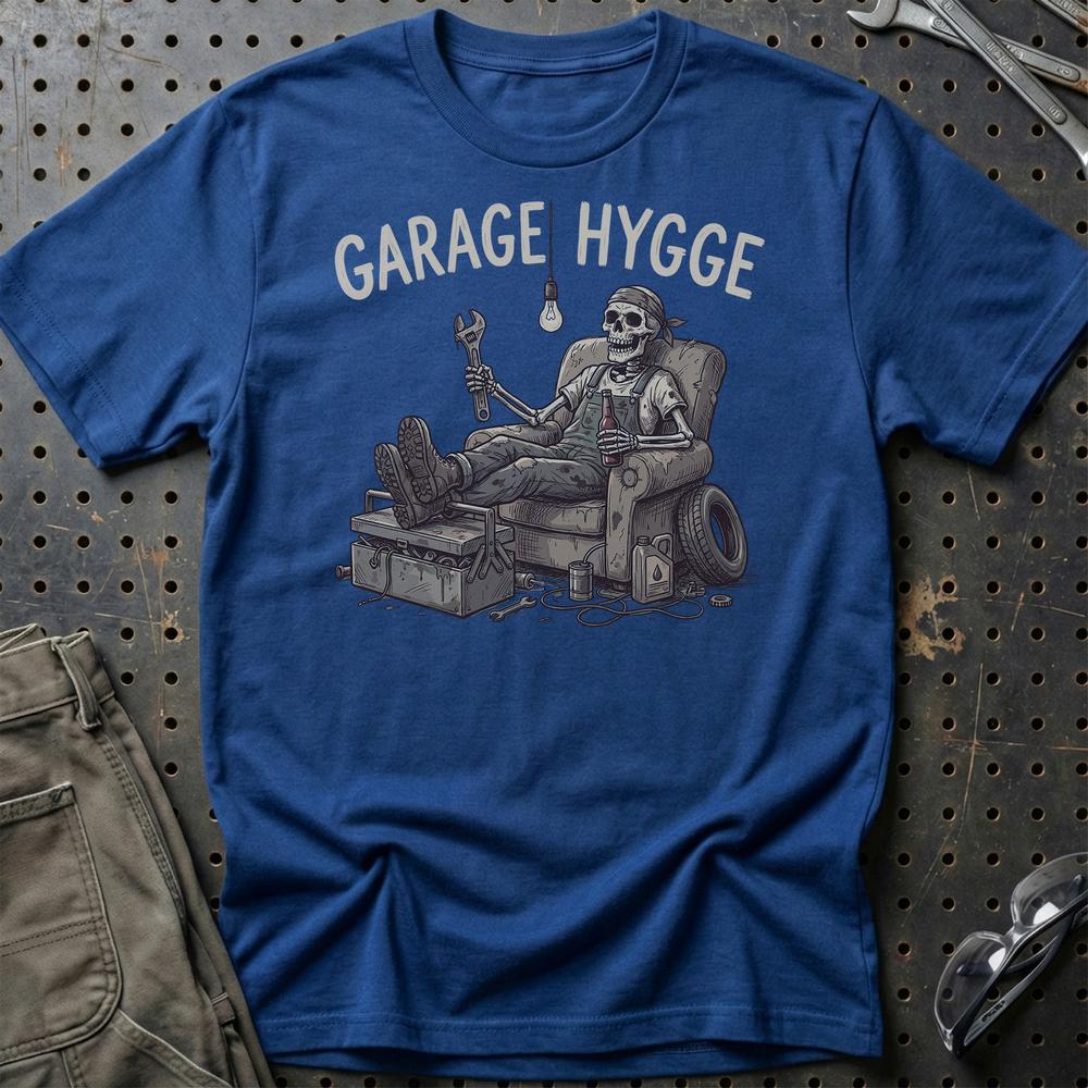 Garage Hygge T-Shirt-Beklædning-Funny Garage-Blå Royal-S-Garage Culture Shop- garage - man cave - merchandise
