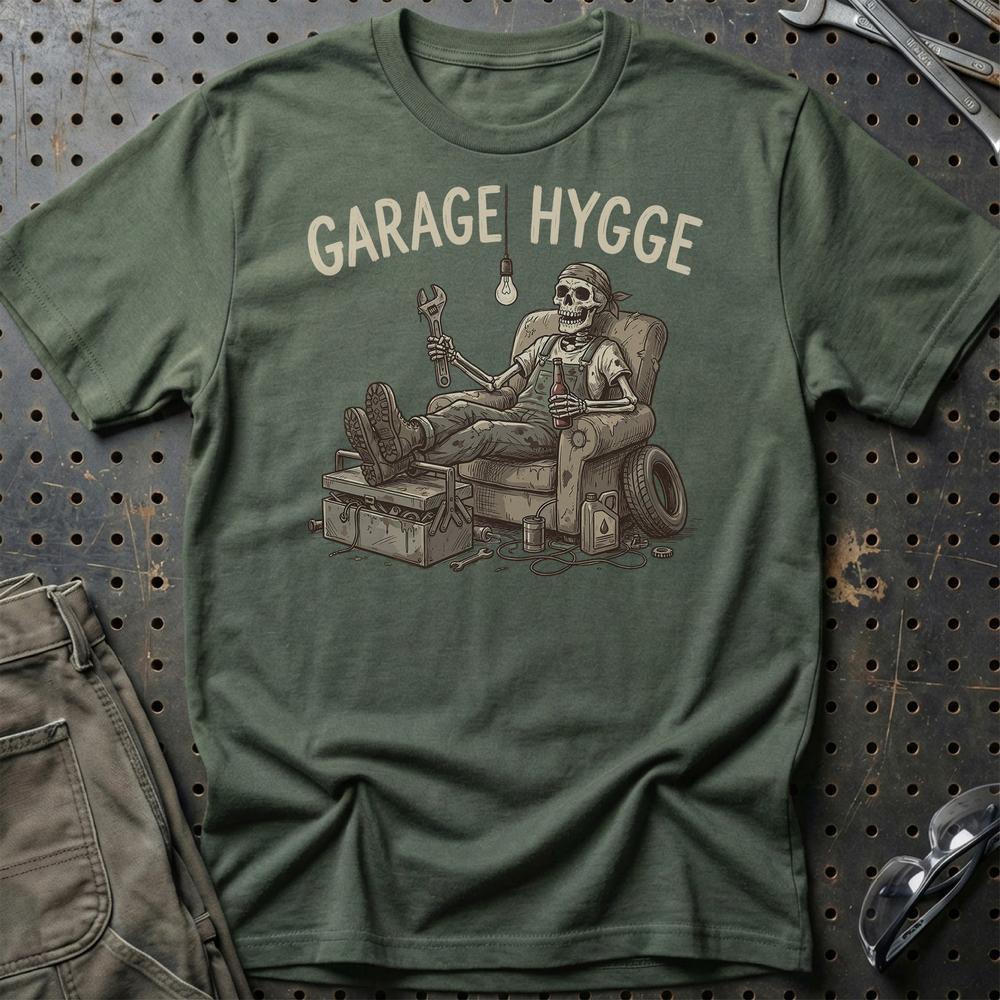 Garage Hygge T-Shirt-Beklædning-Funny Garage-Grøn Militær-S-Garage Culture Shop- garage - man cave - merchandise