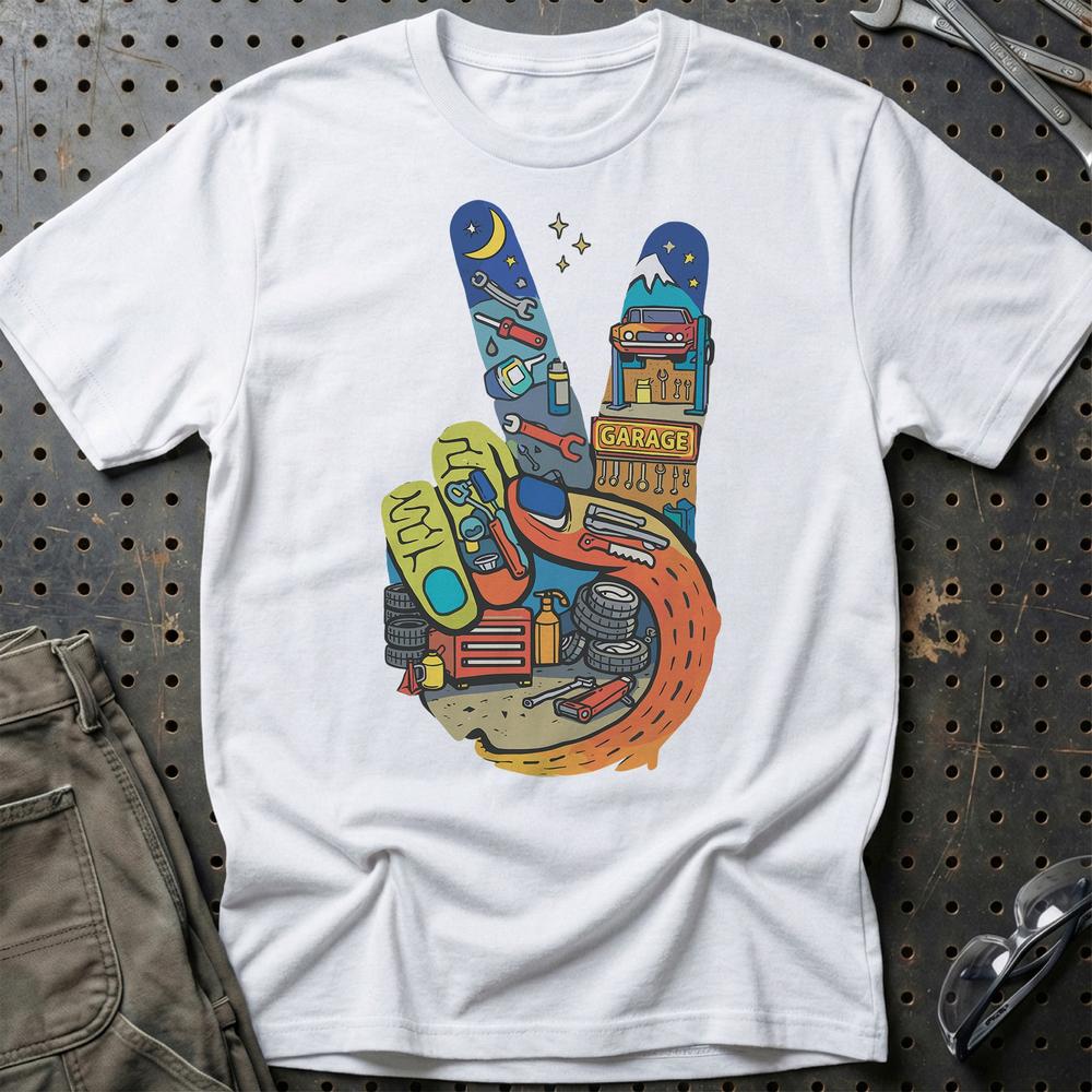 Garage Peace T-Shirt-Beklædning-Garage Culture-Hvid-S-Garage Culture Shop- garage - man cave - merchandise