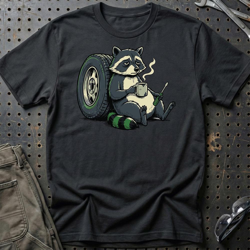 Garage Racoon T-Shirt-Beklædning-Garage Culture-Sort-S-Garage Culture Shop- garage - man cave - merchandise