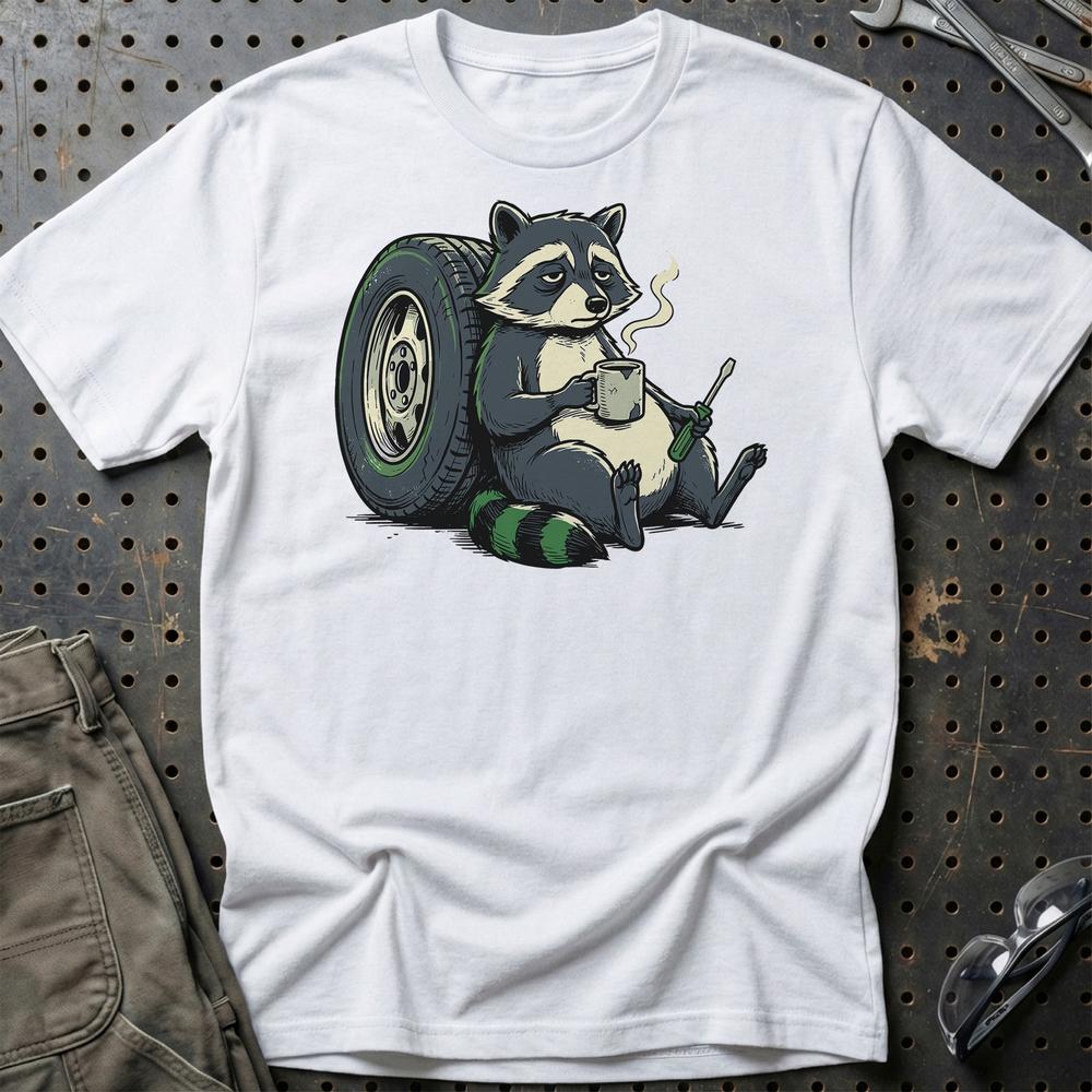 Garage Racoon T-Shirt-Beklædning-Garage Culture-Hvid-S-Garage Culture Shop- garage - man cave - merchandise