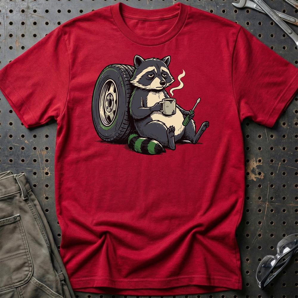 Garage Racoon T-Shirt-Beklædning-Garage Culture-Rød-S-Garage Culture Shop- garage - man cave - merchandise