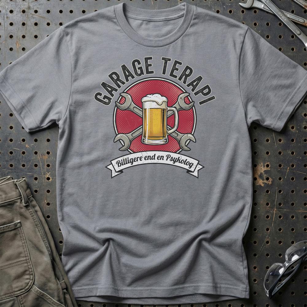 Garage Terapi Billigere End En Psykolog T-Shirt-Beklædning-Garage Culture-Grå Sport-S-Garage Culture Shop- garage - man cave - merchandise