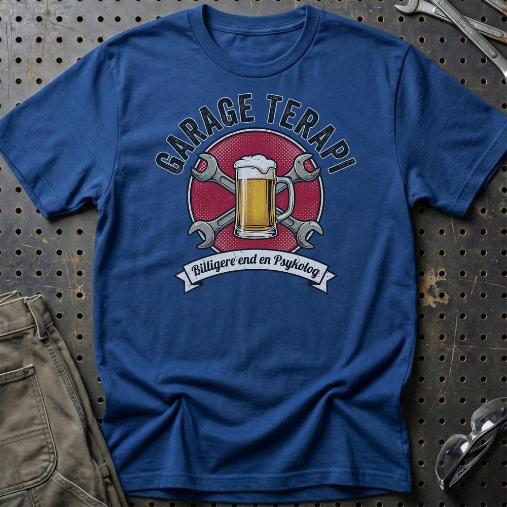 Garage Terapi Billigere End En Psykolog T-Shirt-Beklædning-Garage Culture-Blå Royal-S-Garage Culture Shop- garage - man cave - merchandise