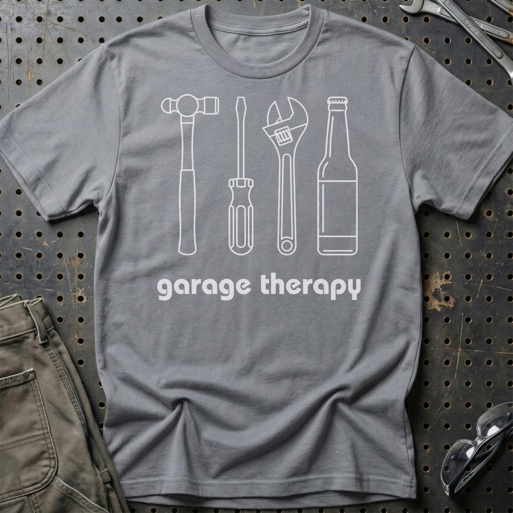 Garage Therapy - Unisex T-Shirt , Bomuld-Beklædning-Garage Culture-Grå Sport-S-Garage Culture Shop- garage - man cave - merchandise