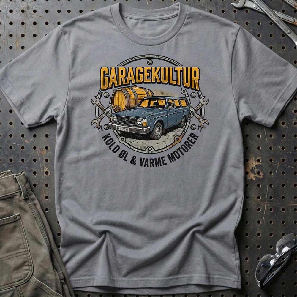 Garagekultur – Kold Øl & Varme Motorer - Unisex T-Shirt , Bomuld-Beklædning-Garage Culture-Grå Sport-S-Garage Culture Shop- garage - man cave - merchandise