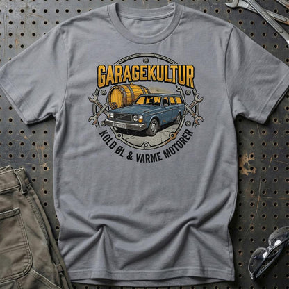 Garagekultur – Kold Øl & Varme Motorer - Unisex T-Shirt , Bomuld-Beklædning-Garage Culture-Grå Sport-S-Garage Culture Shop- garage - man cave - merchandise
