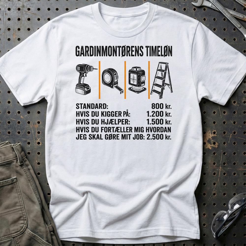 
Produktbillede af Gardinmontørens Timeløn T-Shirt