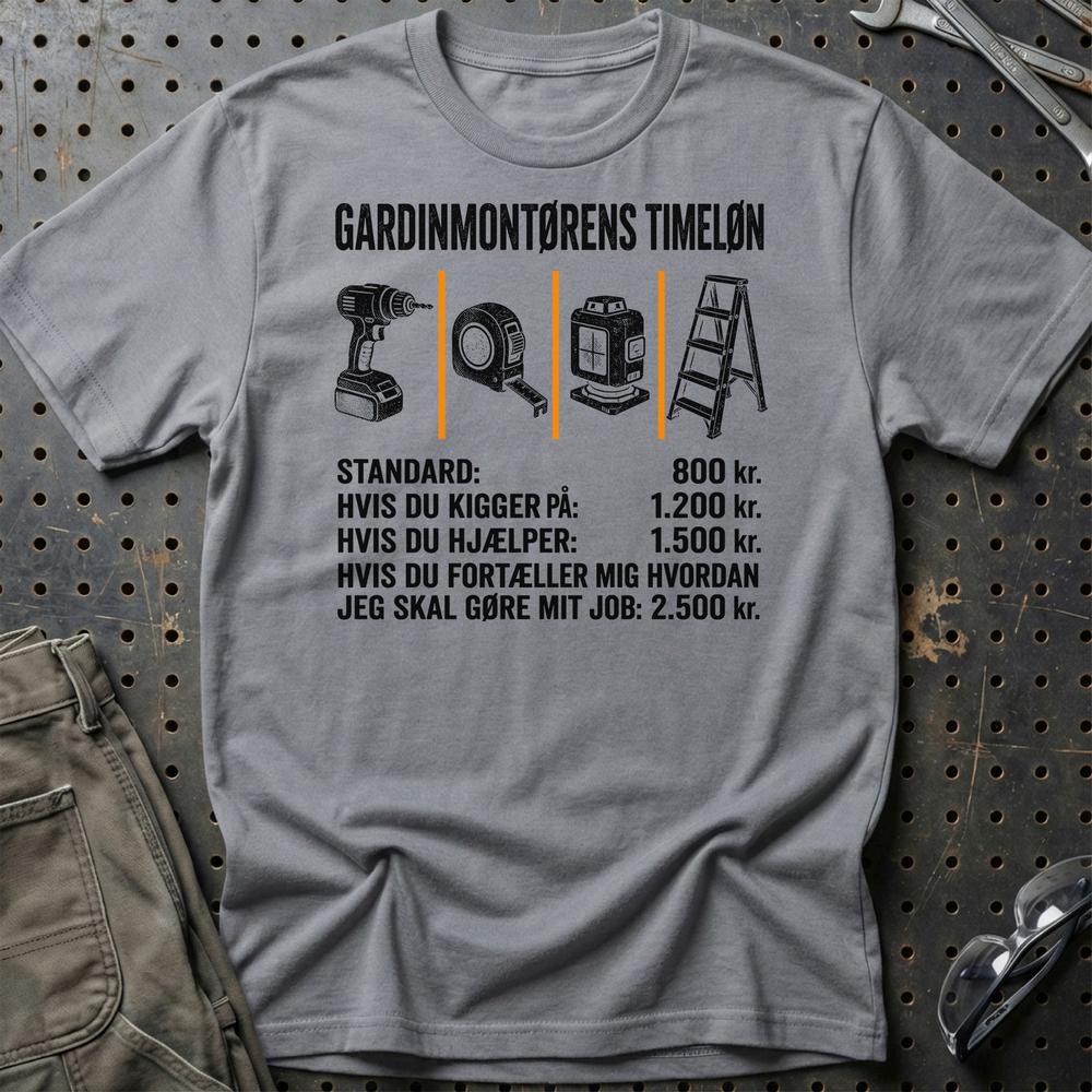 
Produktbillede af Gardinmontørens Timeløn T-Shirt